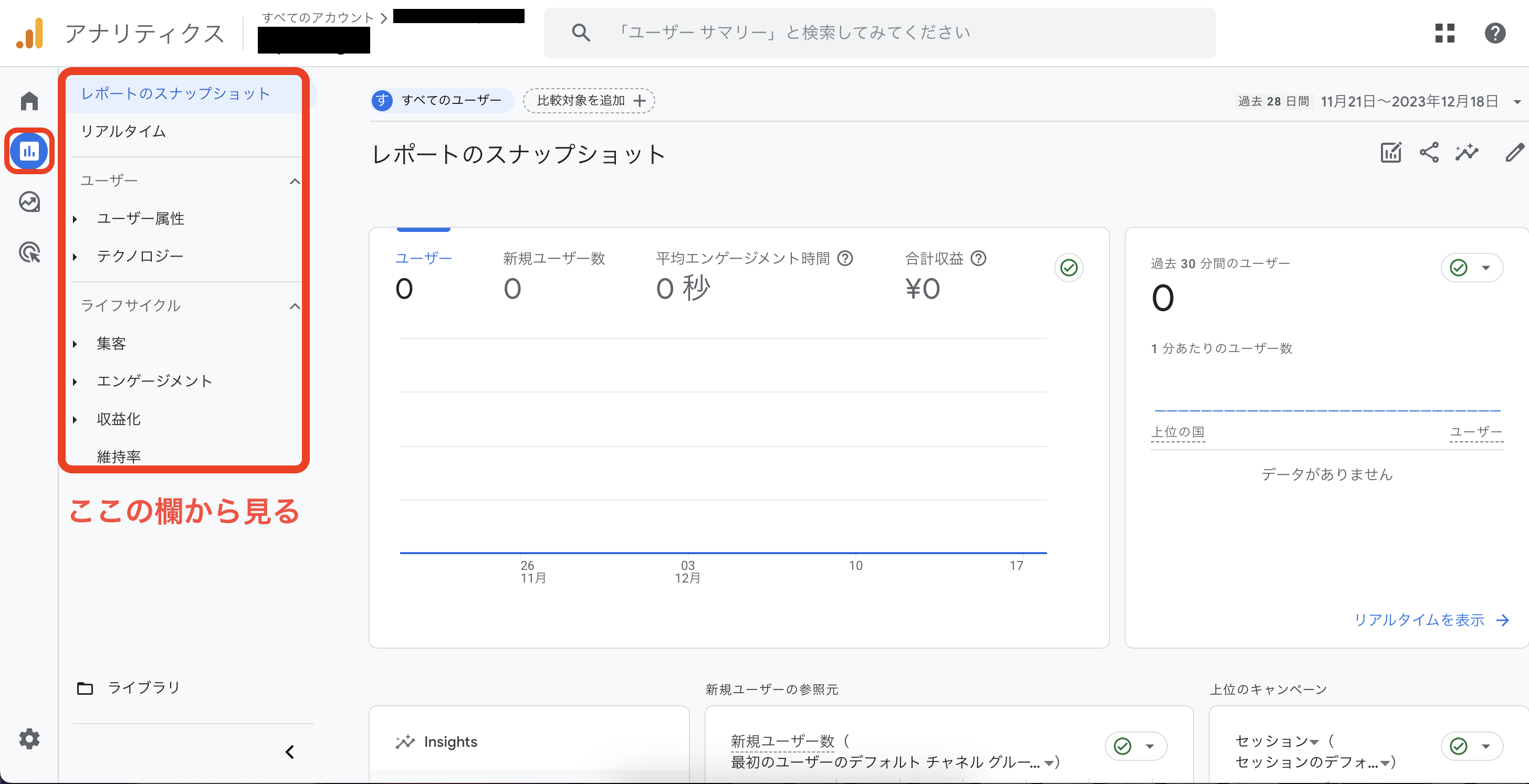 Googleアナリティクスレポート画面